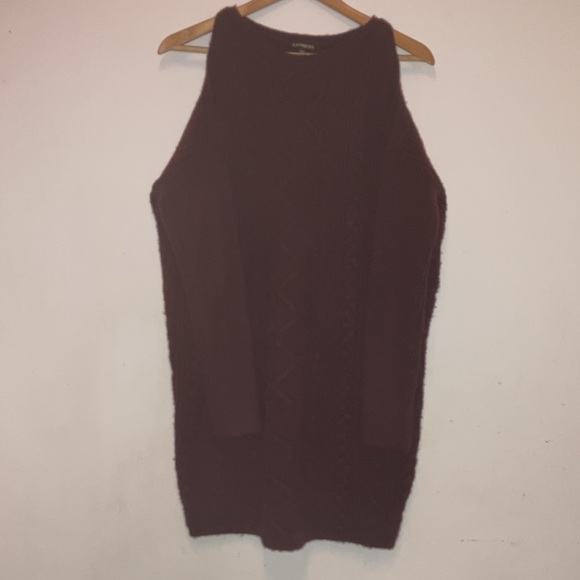 Y2K Express burgundy red sweater mini dress with cold shoulder cut outs knit XS - Picture 3 of 4